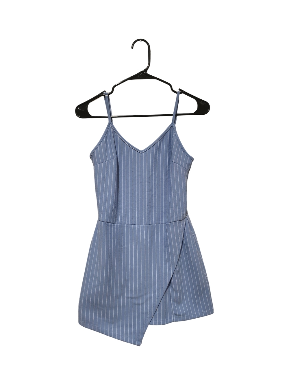 Popular Basics Blue Pinstripe Spaghetti-Strap Romper